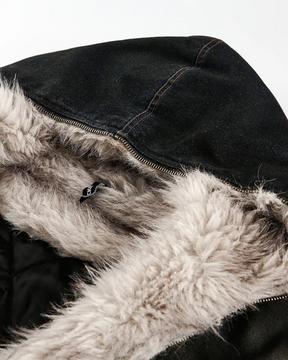 Veste en jean capuche fourrure